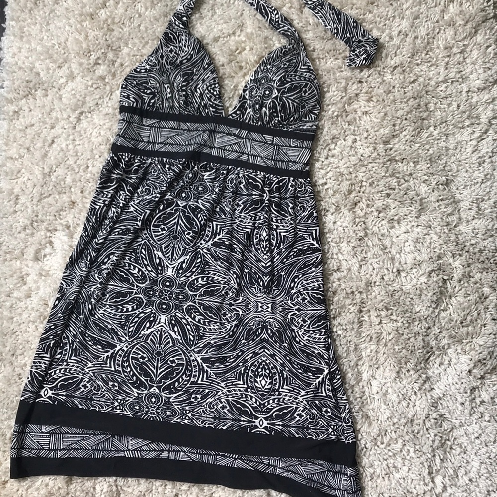 Black and white halter dress